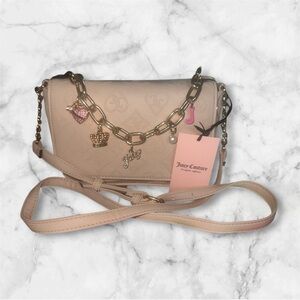 Juicy Couture Beige Crossbody Bag with Gold Accents